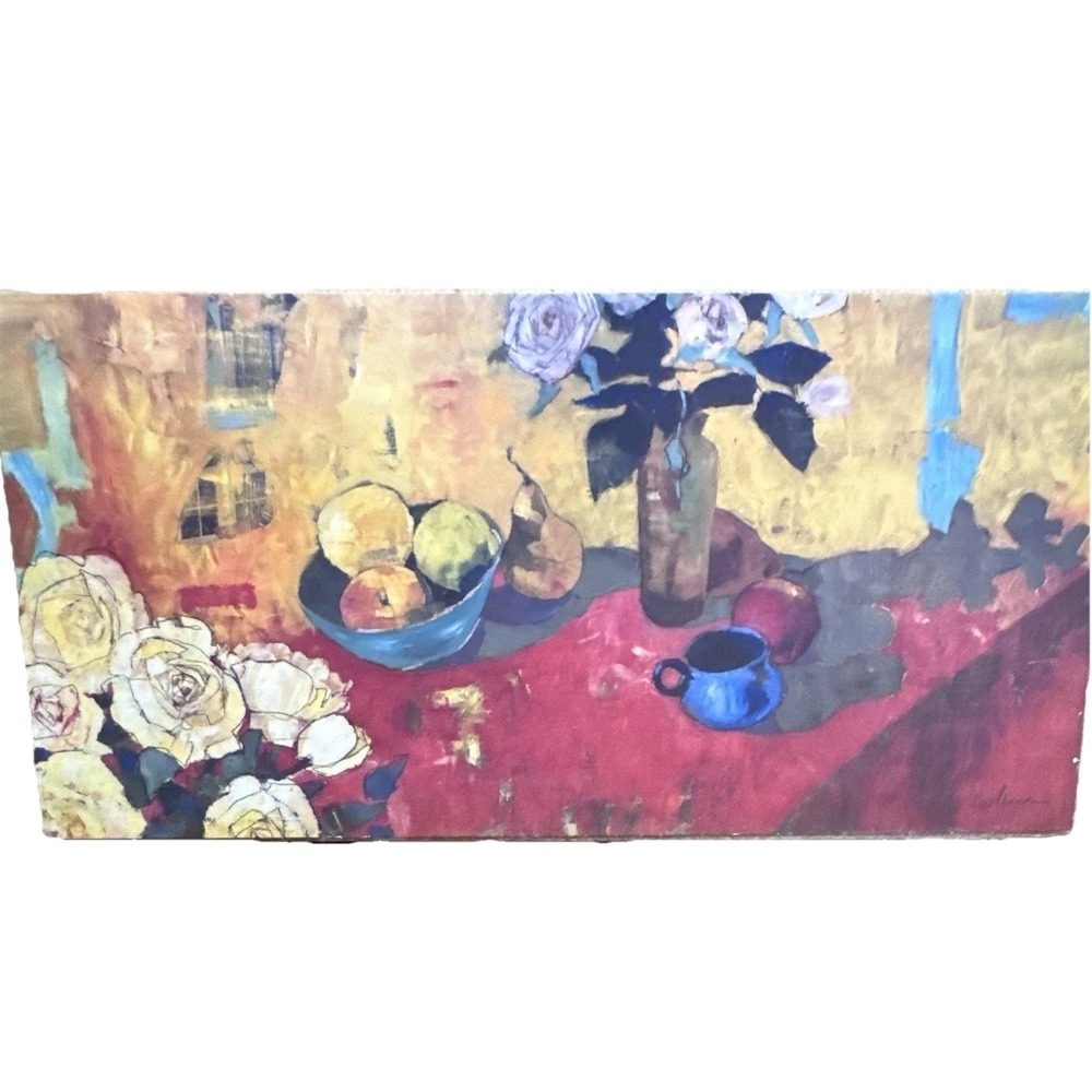 Gabriela Ibarra "The Blue Cup" Wood Plaque Art Print Still Life Roses Z Gallerie